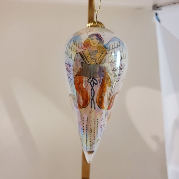 Vintage Li Bien Angel Glass Christmas Ornament Hand Painted 2002 - Picture 3 of 6